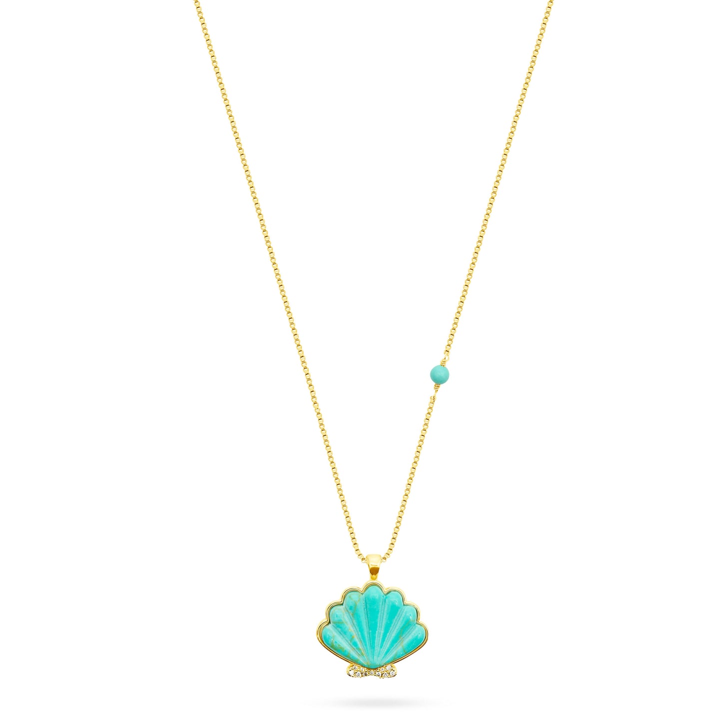 Shell Pendant Necklace- Turquoise