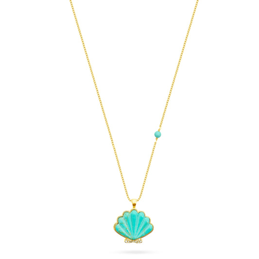 Shell Pendant Necklace- Turquoise