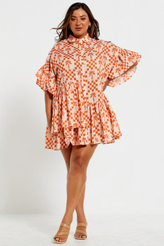 Genoa Mini Dress Palm Check