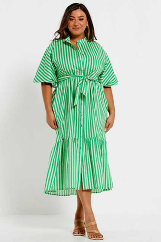 Dolman Shirt Midi Dress Tonal green