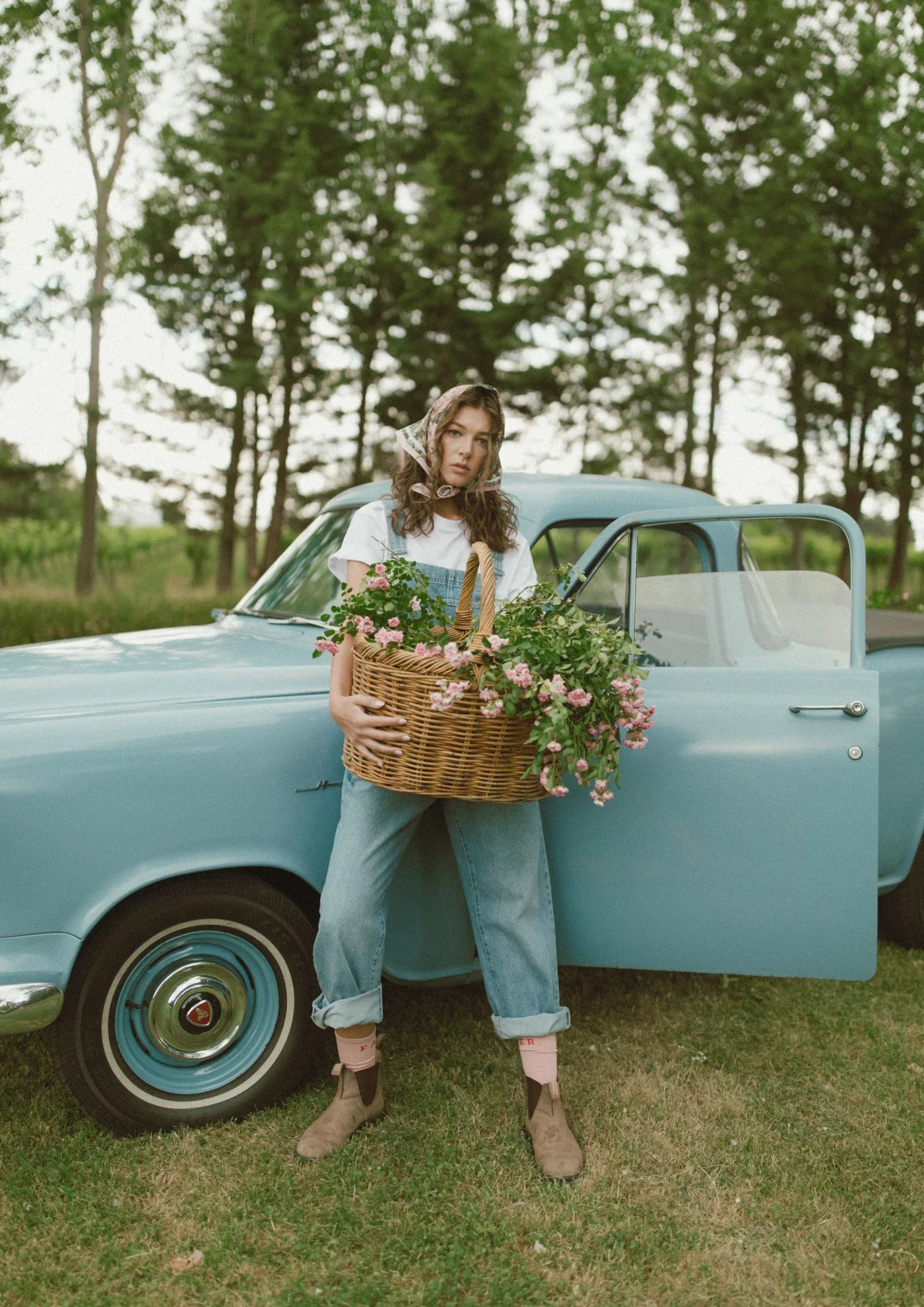 Bloom Cotton Bandana w Embroidered Edge