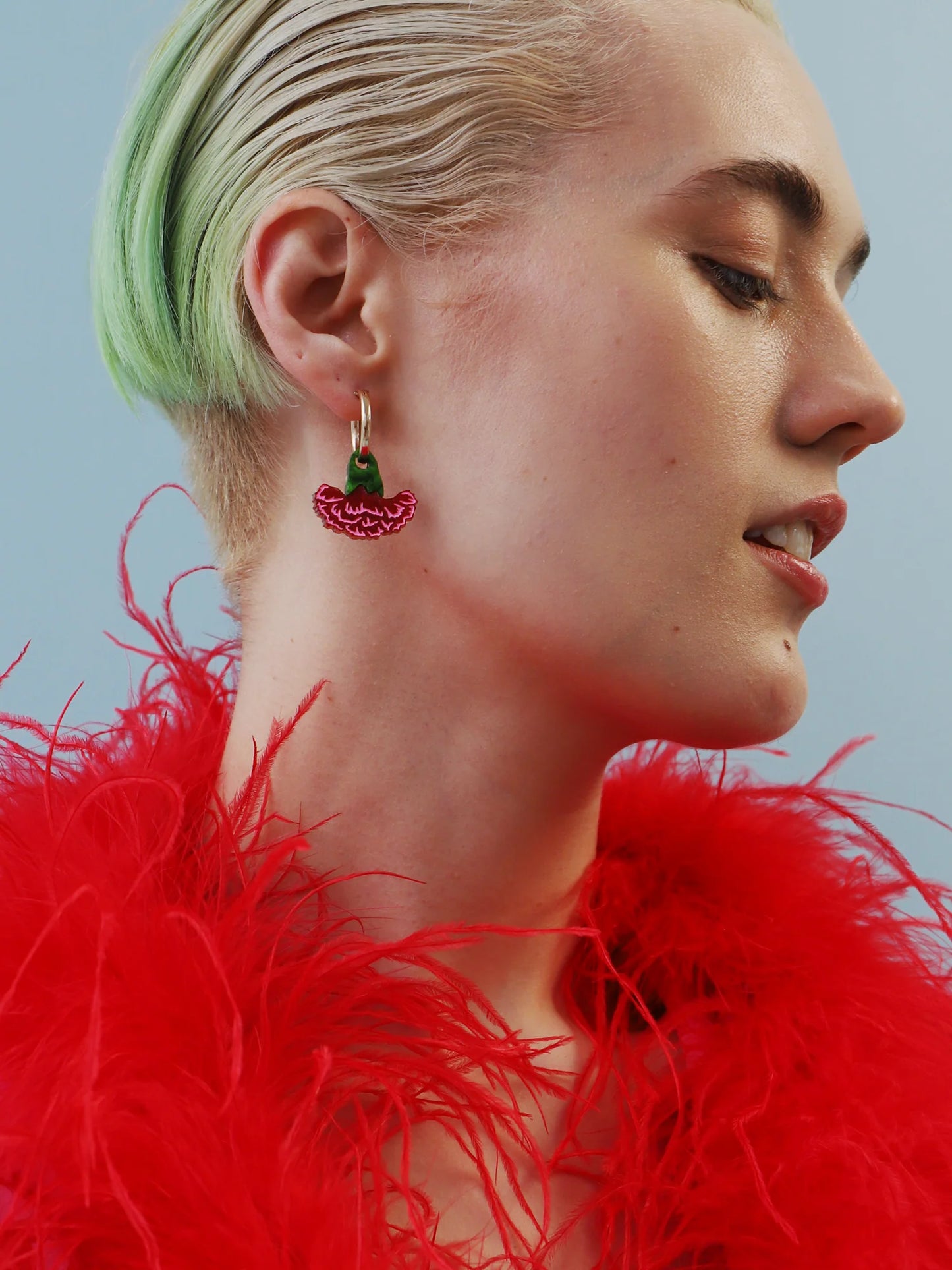 Carnation Hoops in Red and Pink