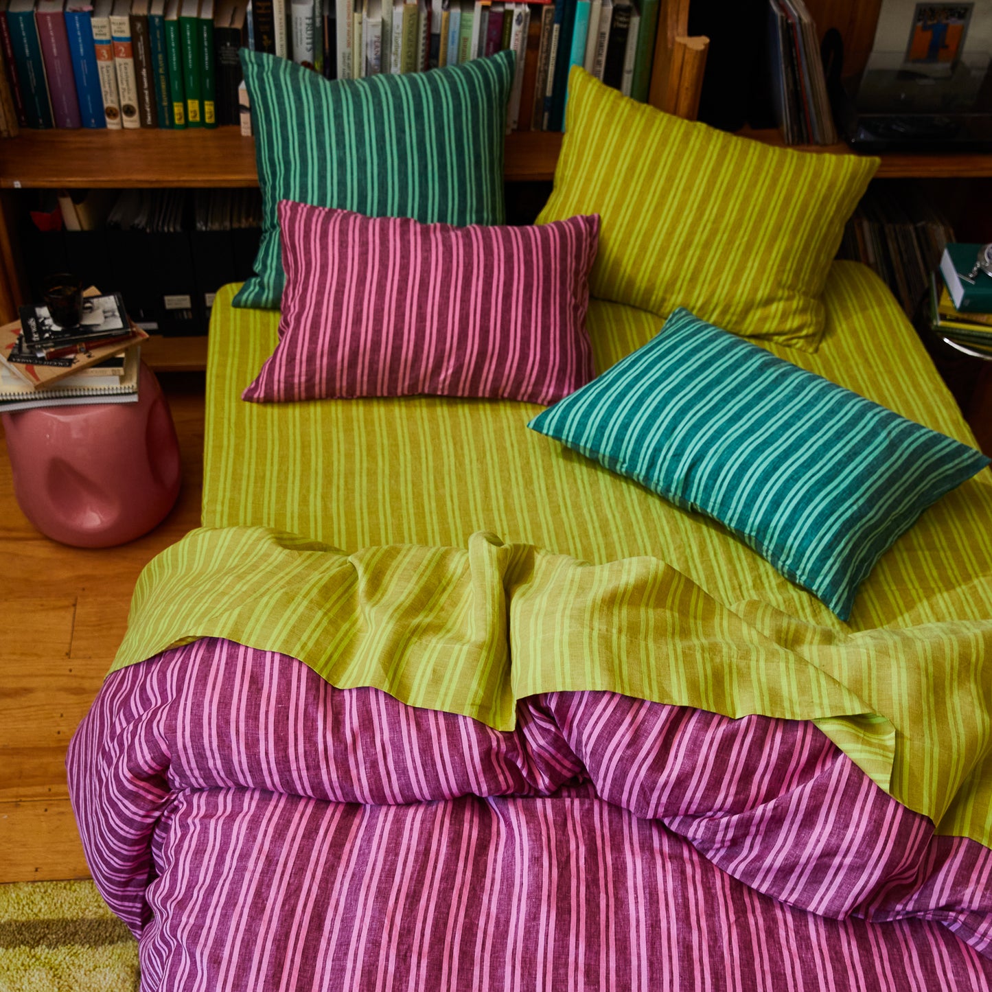 Nadine Linen Quilt Cover - Mahogany