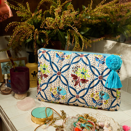 Norali Quilted Cosmetic Bag - Ecru