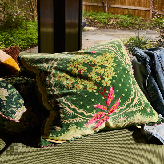 Marnie Velvet Cushion - Hunter Green