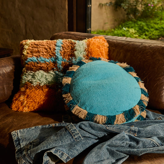 Reese Round Cushion - Turquoise