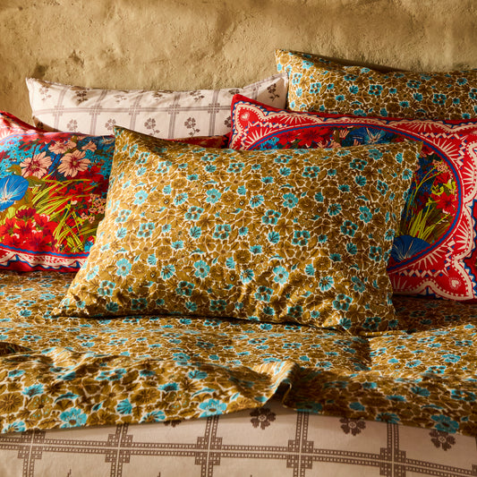 Magnolia Cotton Pillowcase Set - Turquoise