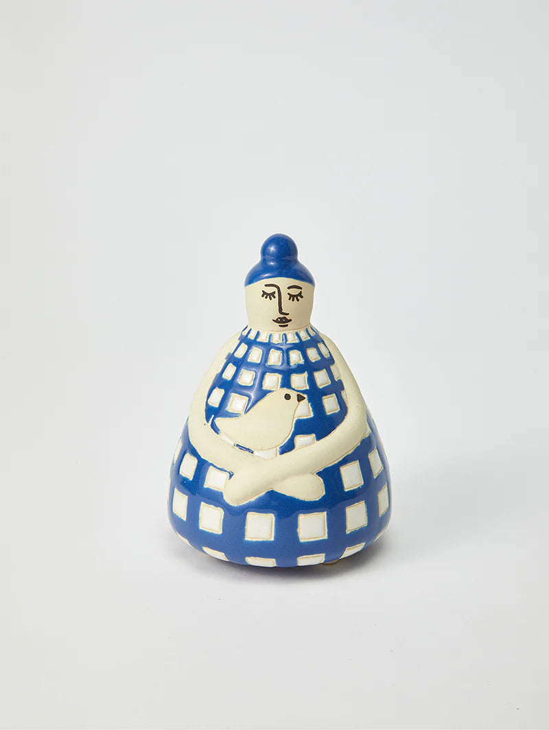 Nonna Blue Check Vase