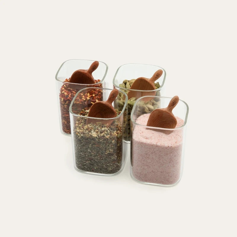 Wooden Beechwood Spice Scoop 4pk