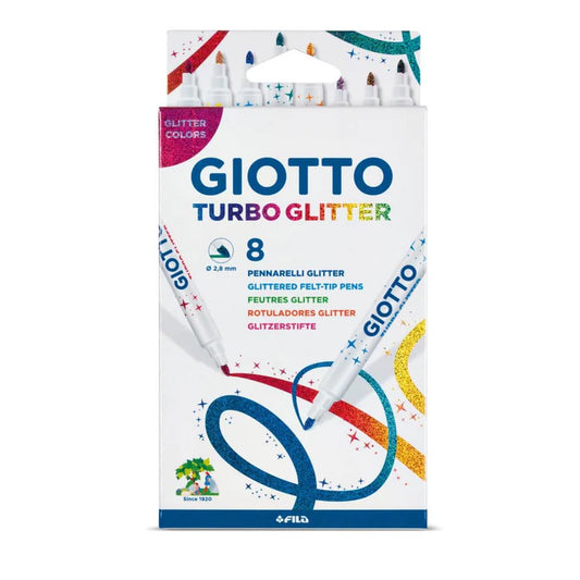 GIOTTO Turbo Glitter Marker Pens, Set of 8