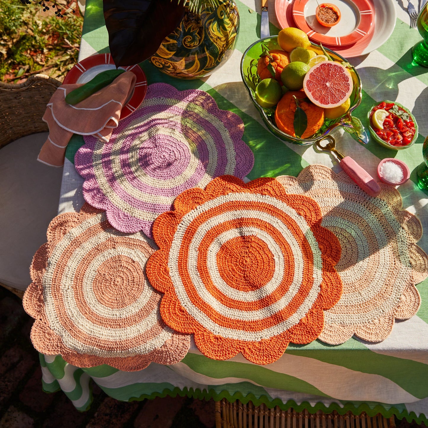 Foy Crochet Placemat Set Dahlia