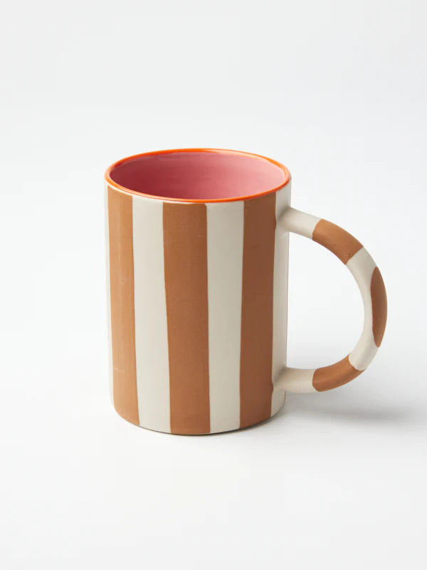 Happy Stripe Tan Mug