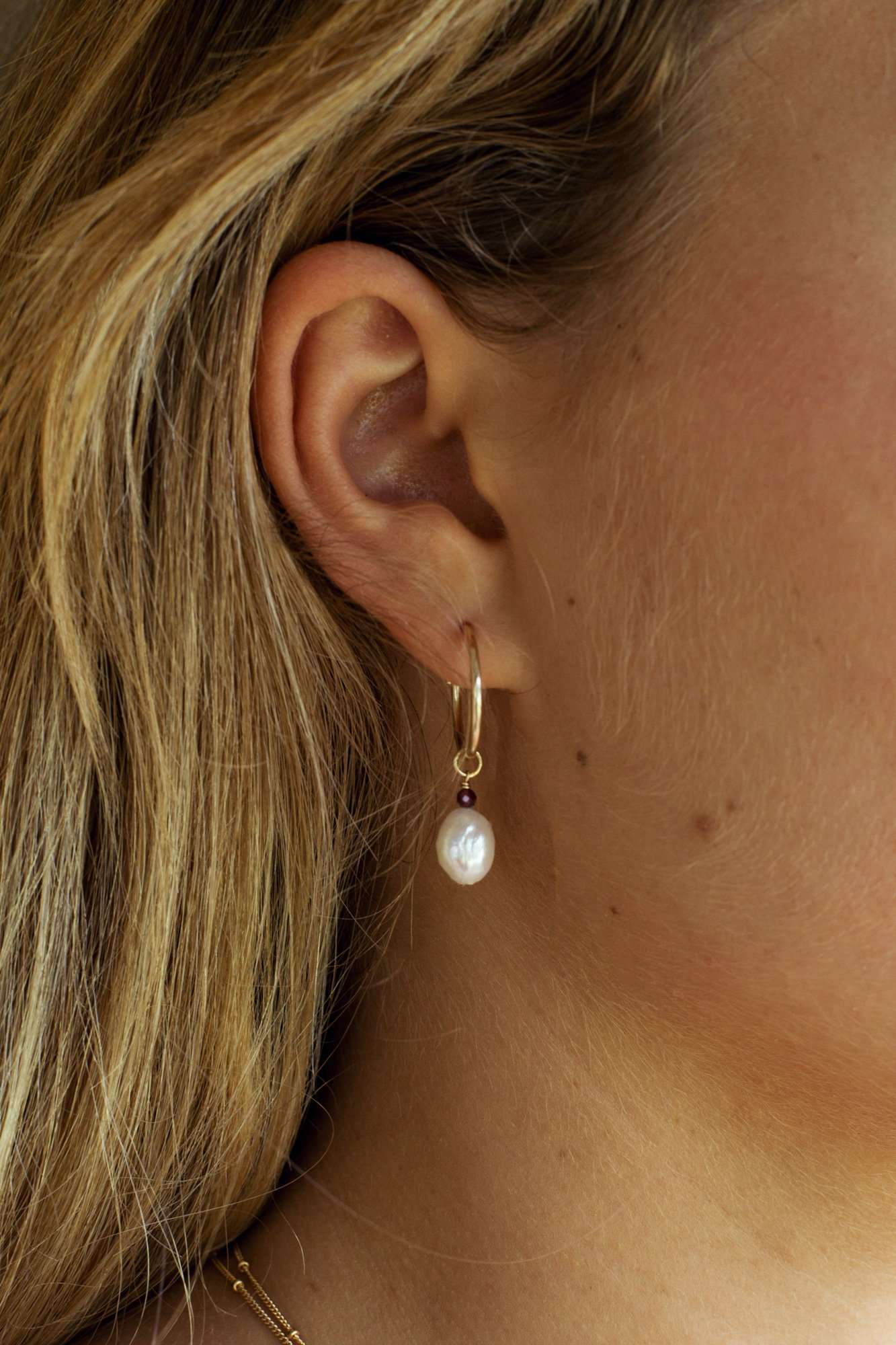 Gold Fill Pearl and Gem Hoops