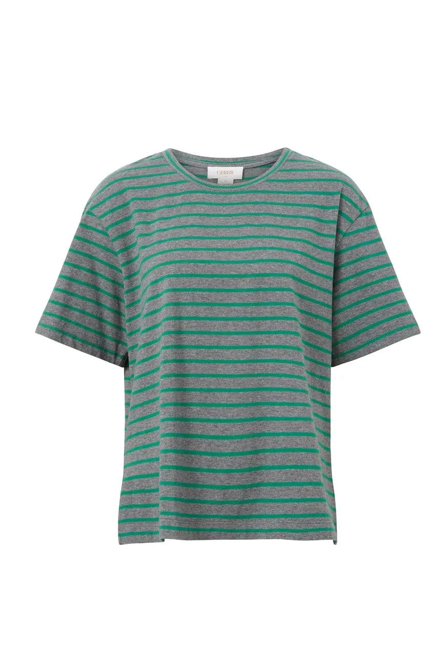 Slouchy Split Hem Tee Mid Grey Marle