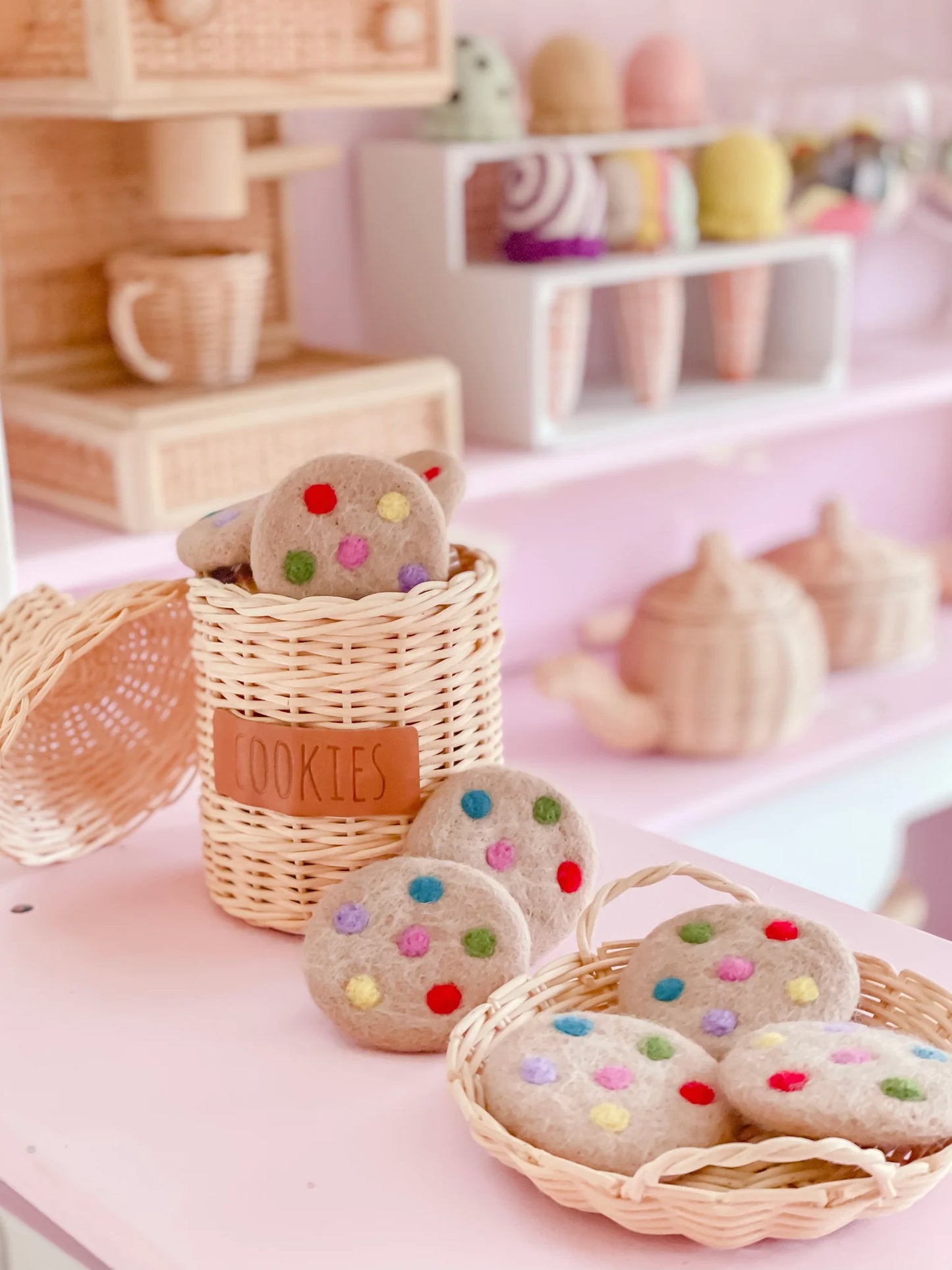 Felt Dotty Cookies Set of 6