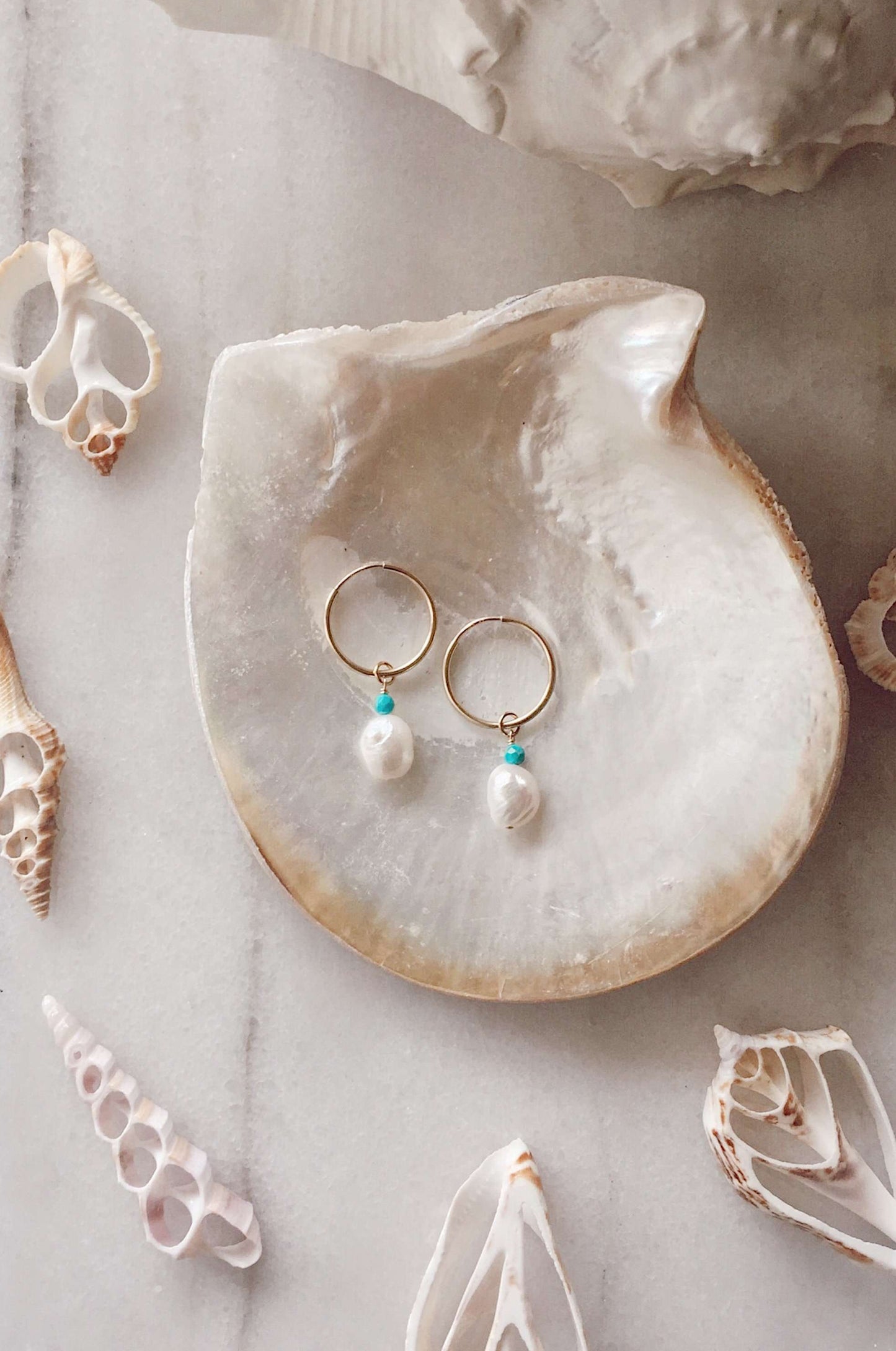Gold Fill Pearl and Gem Hoops
