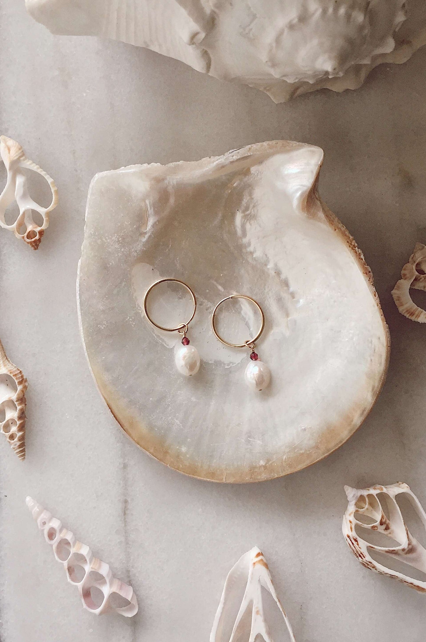 Gold Fill Pearl and Gem Hoops