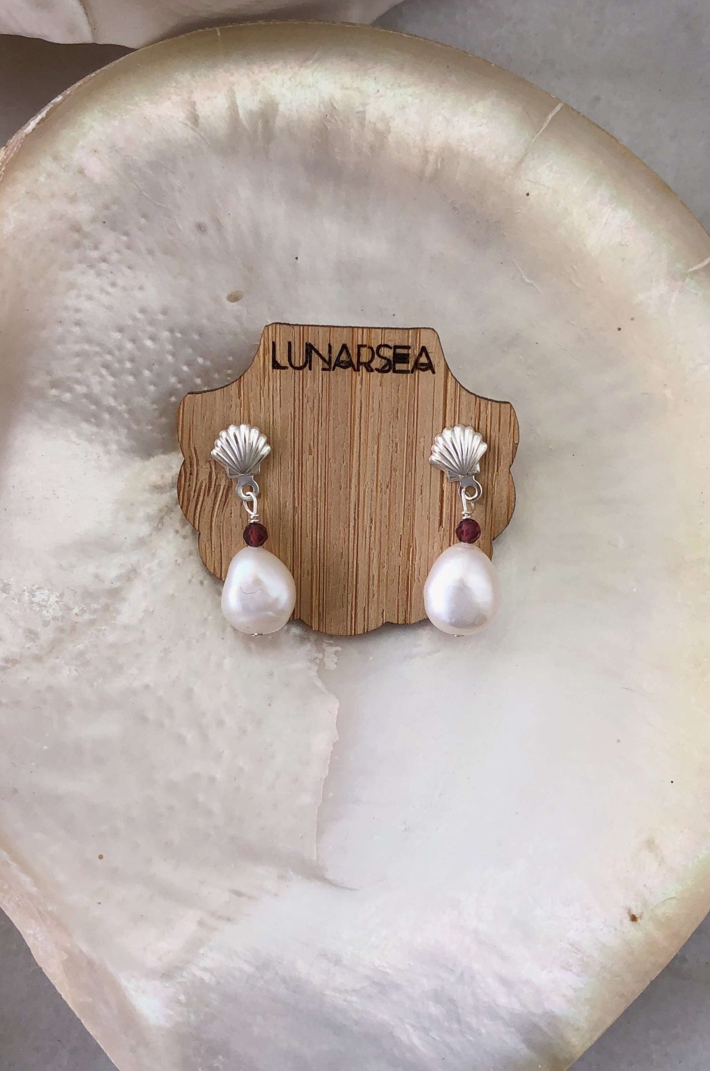 Sterling Silver Shell and Pearl Studs