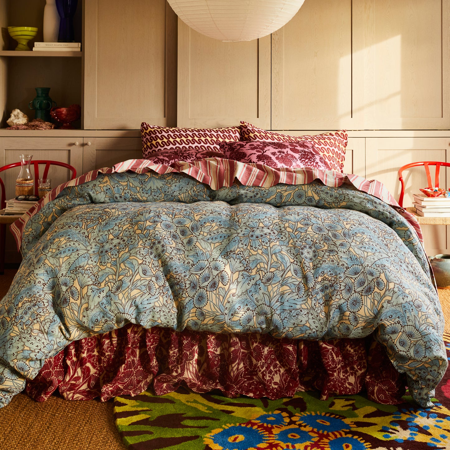 Lucia Linen Quilt Cover - Cerulean