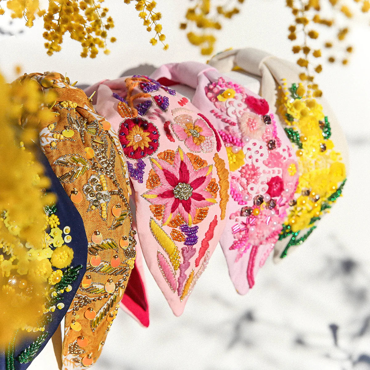 Mustard Blossom Beaded Headband