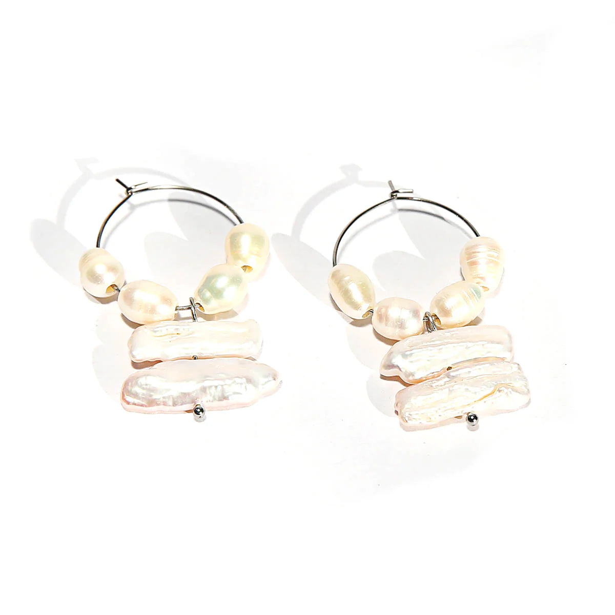 Long Pearl Hoop Earrings