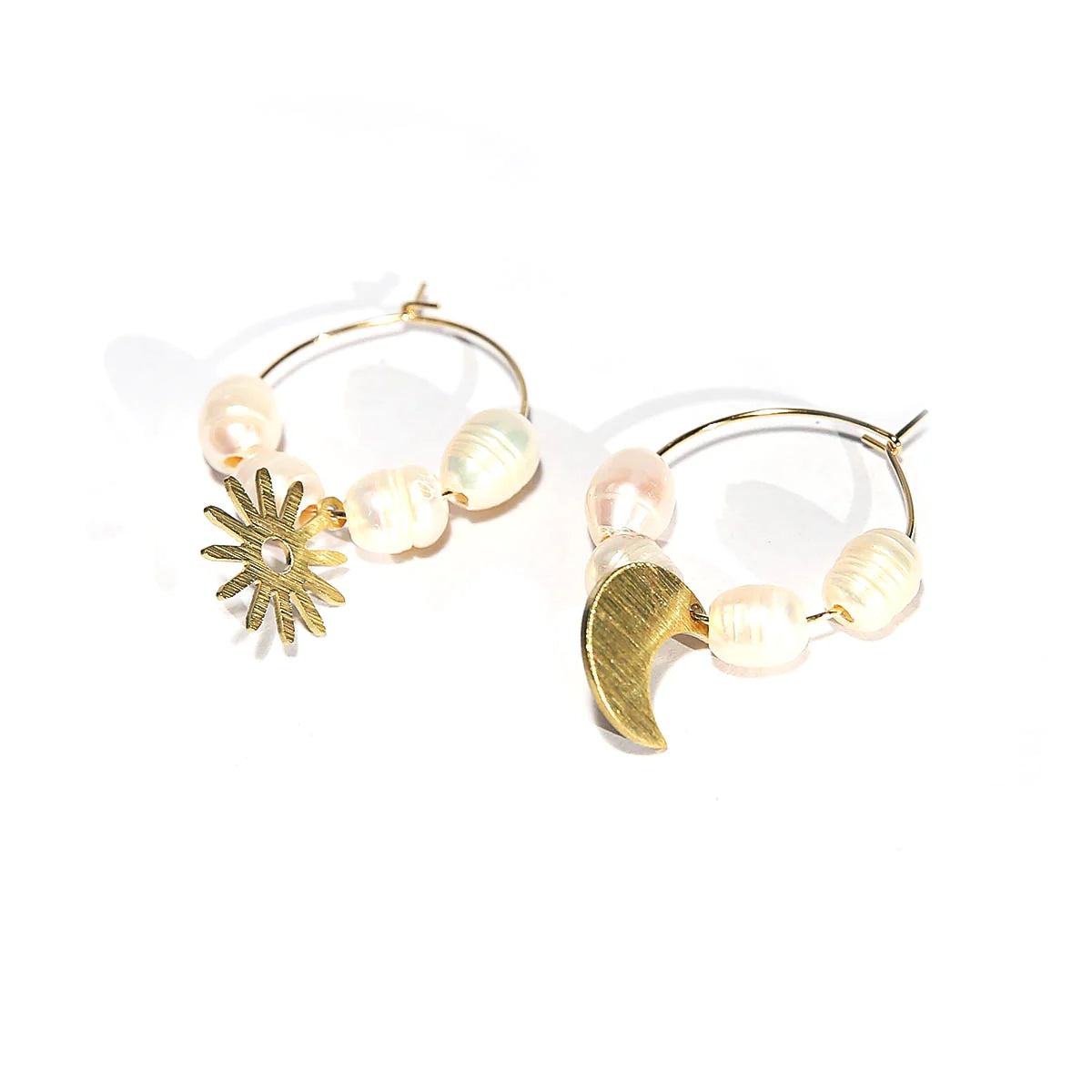 Sun and Pearl Hoops
