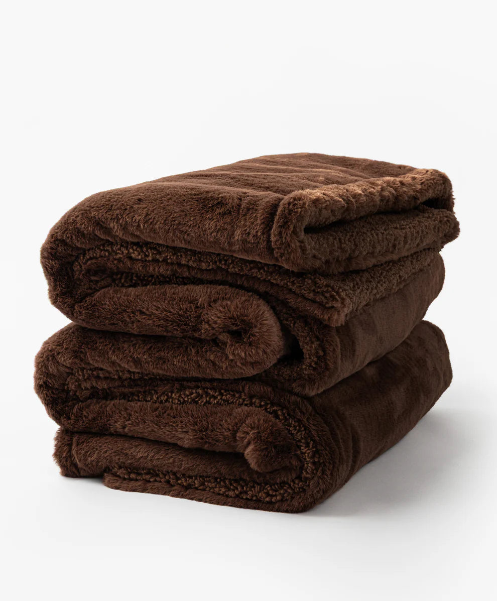 Dark Brown Plush Future Fur Blanket