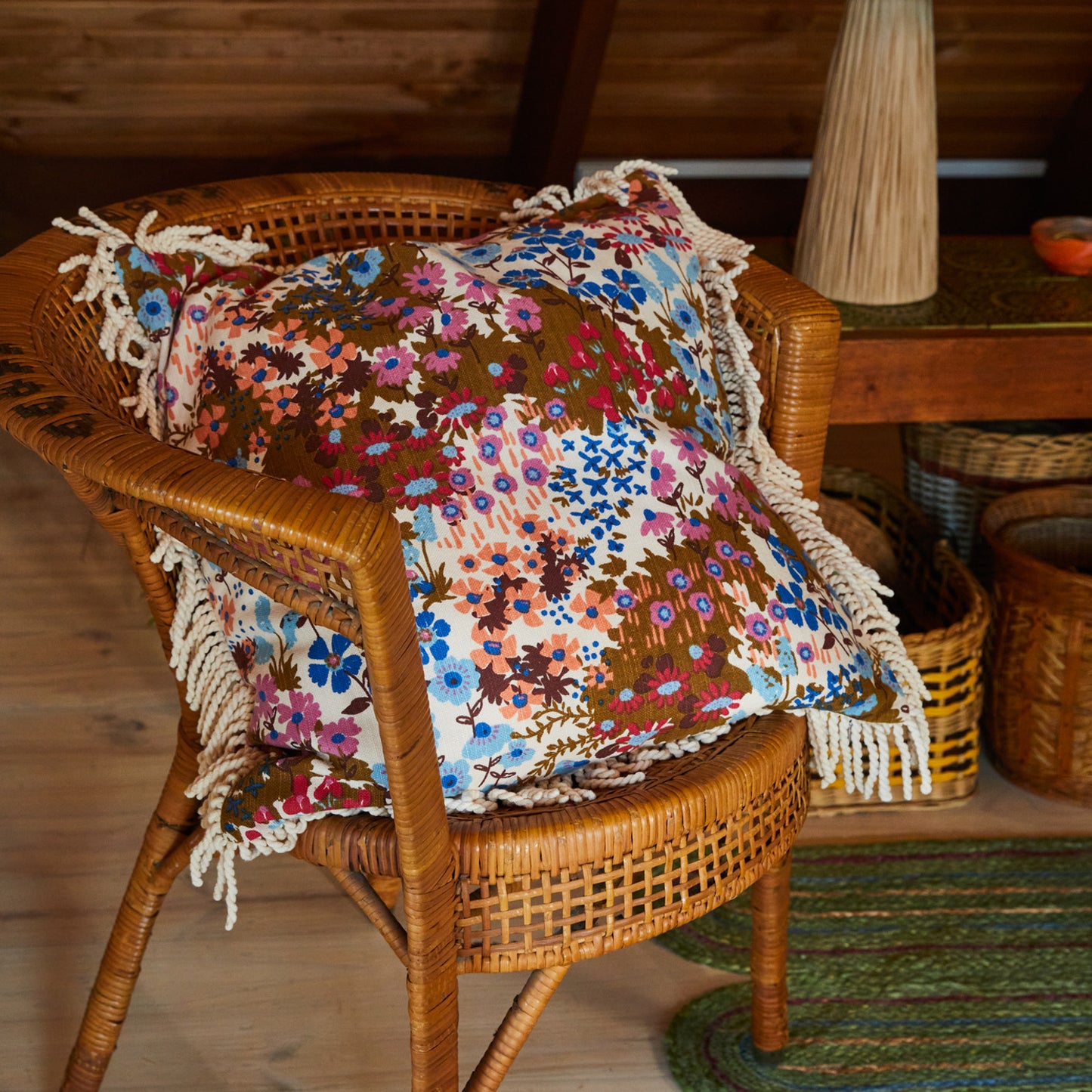 Aisha Fringe Cushion - Ginger Feather Insert