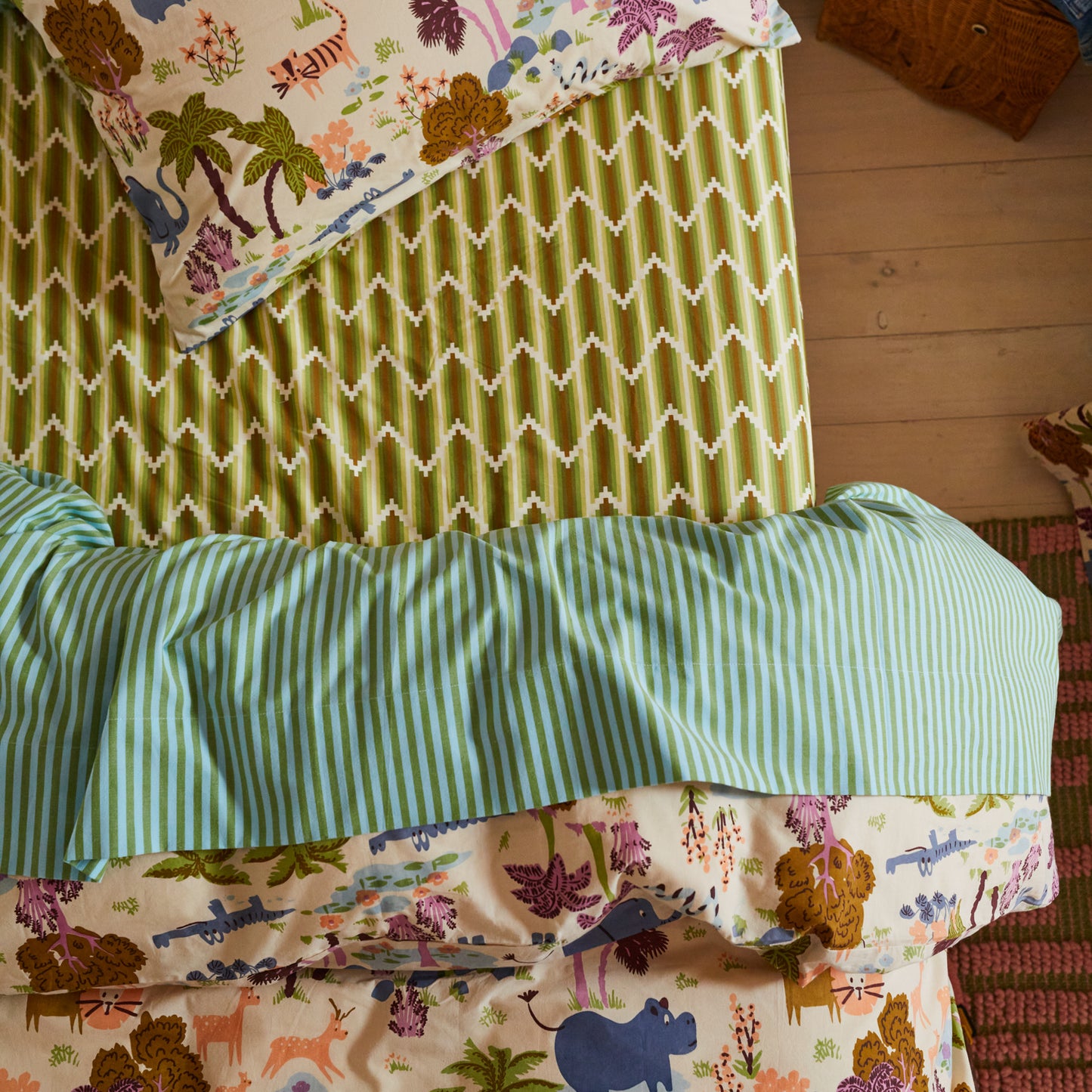 Bundi Cotton Flat Sheet - Palm