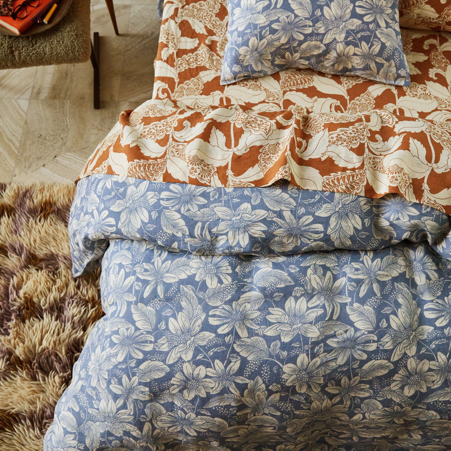 Amrita Linen Quilt Cover - Smoke
