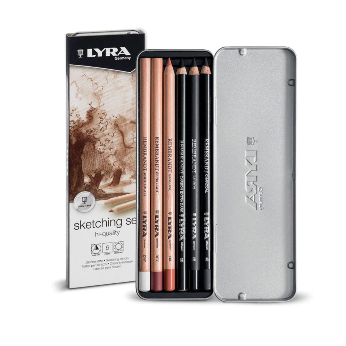 Lyra Rembrandt Sketching Set Tin 6pce