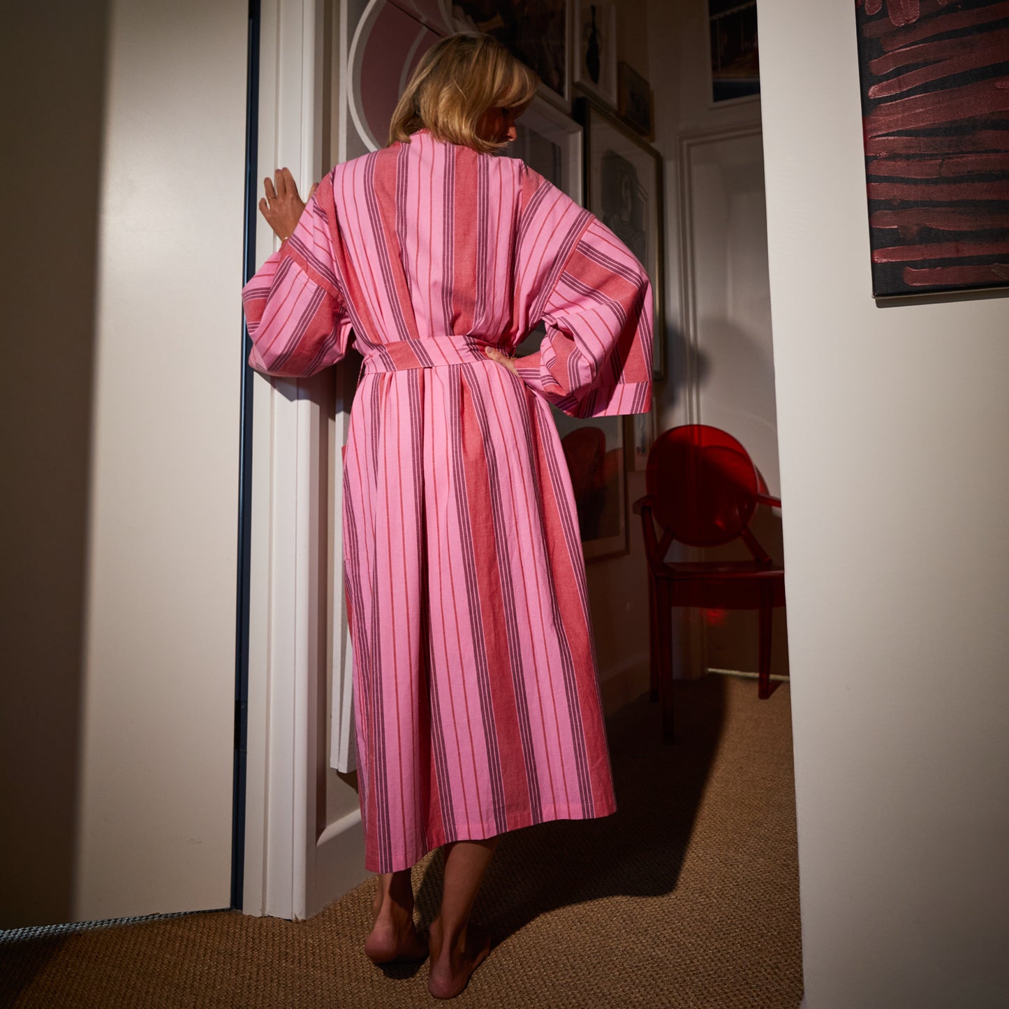 Brigitte Cotton Bath Robe - Scarlet