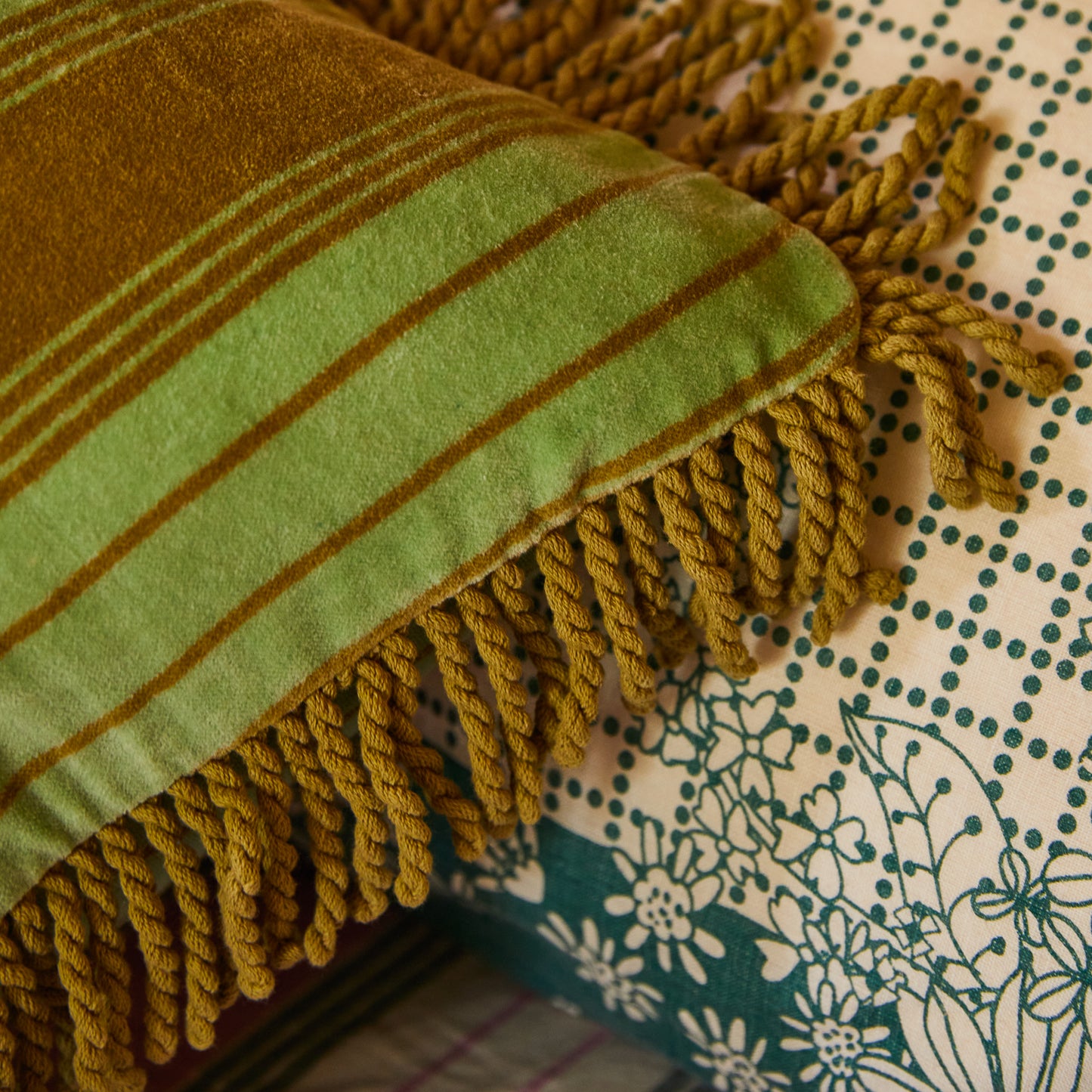 Brigitte Velvet Cushion - Olive Feather Insert