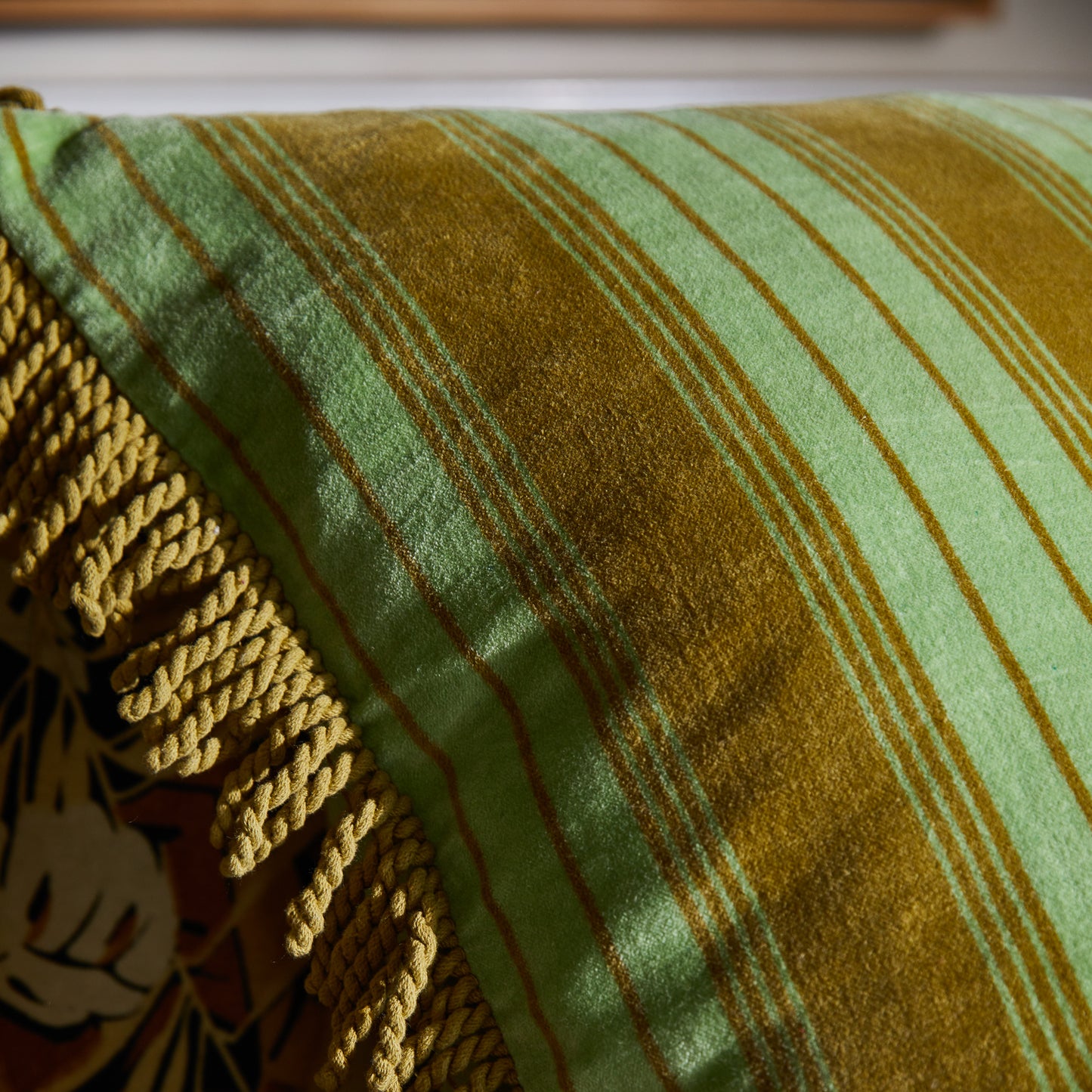 Brigitte Velvet Cushion - Olive Feather Insert