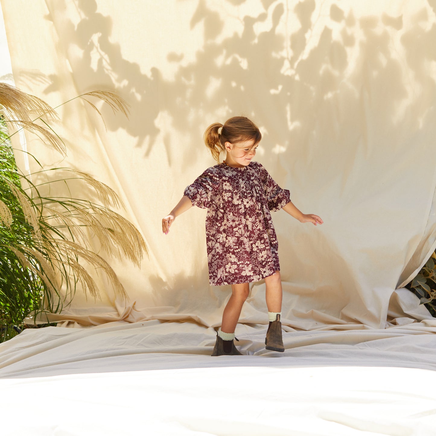 Evette Kids Dress - Mahogany