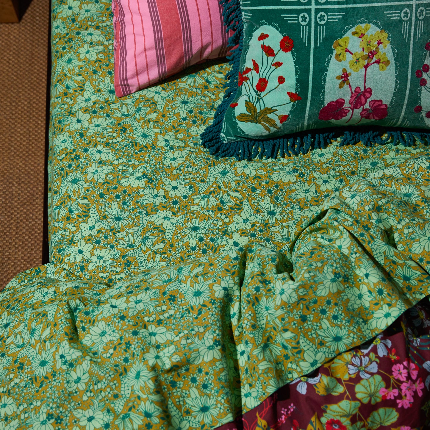 Evette Cotton Flat Sheet - Olive