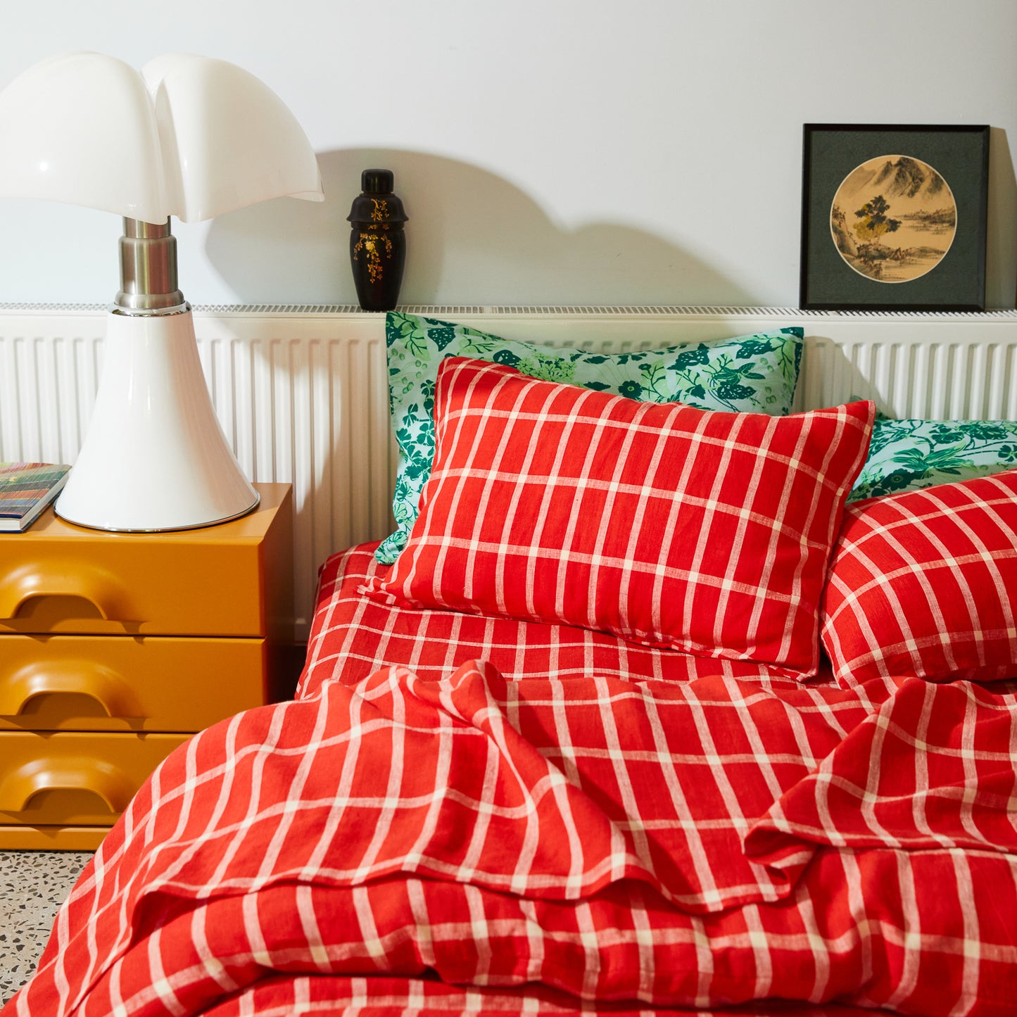 Remi Linen Pillowcase Set - Scarlet