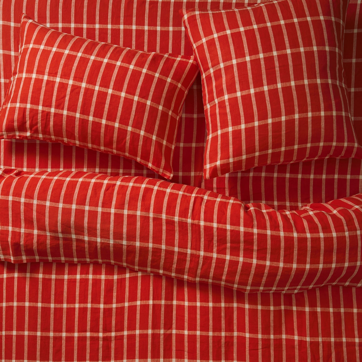 Remi Linen Pillowcase Set - Scarlet
