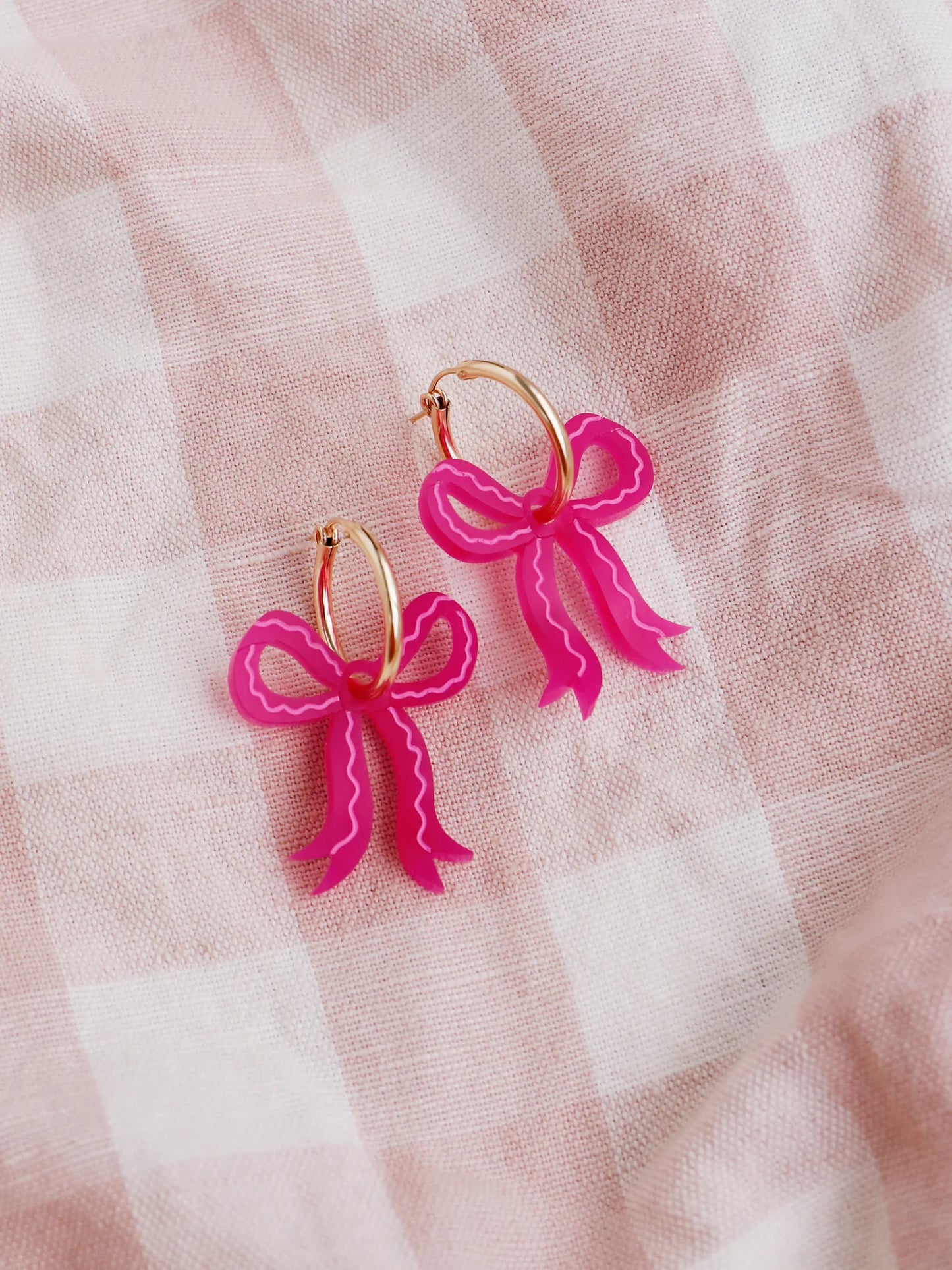 Mini Bow Hoops in Magenta