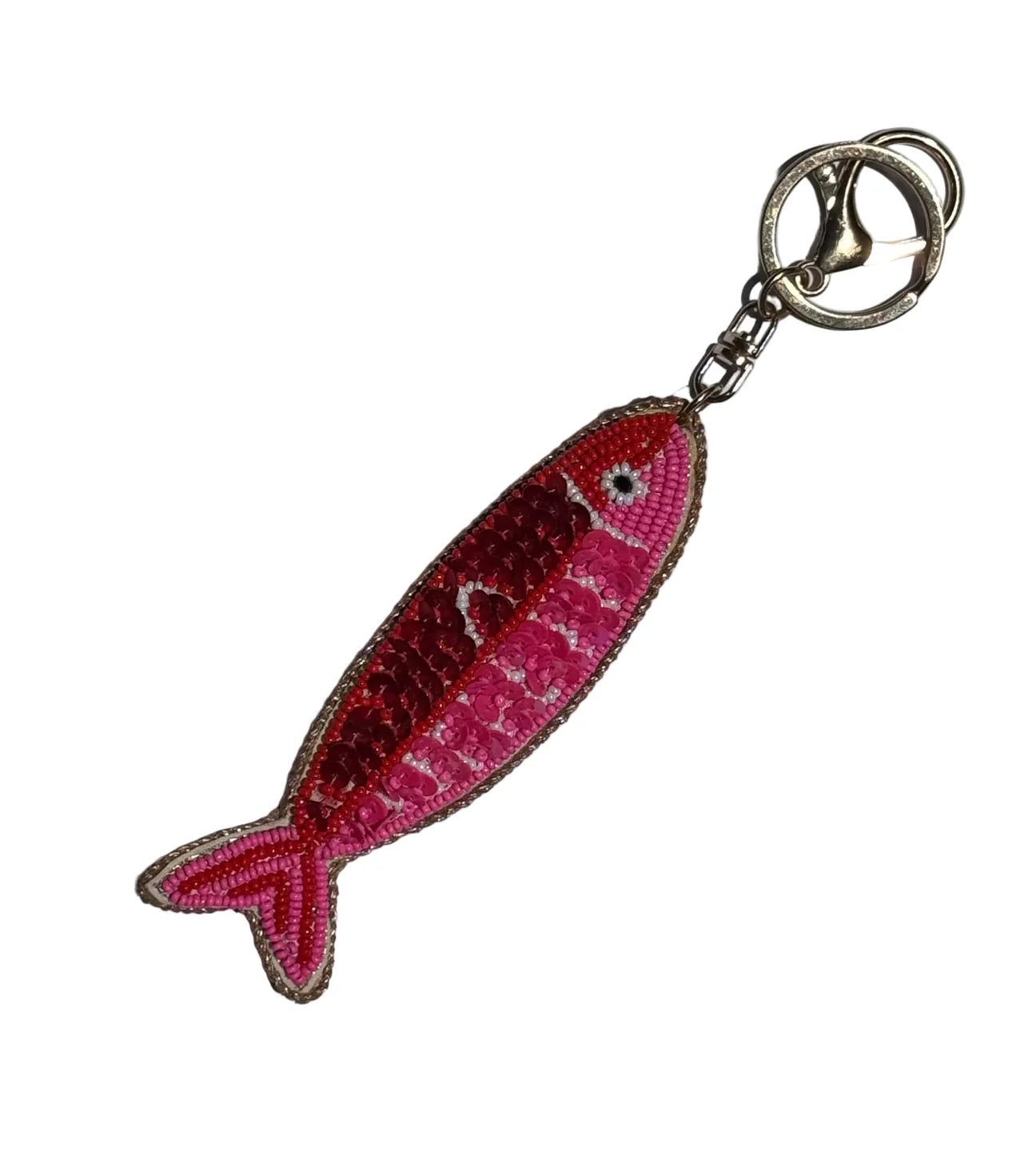 Tropical Fish Beaded Keyring - Pink