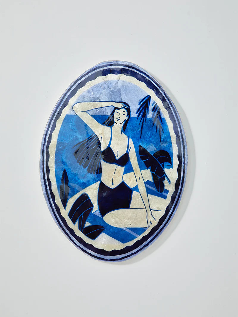 Resort View Oval Wall Art Blue
