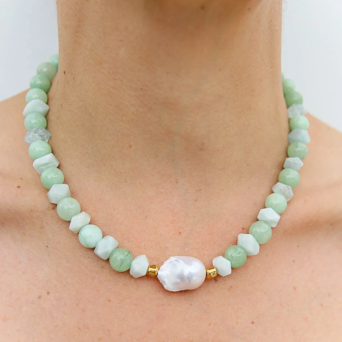 Melon Quartz Keshi Necklace