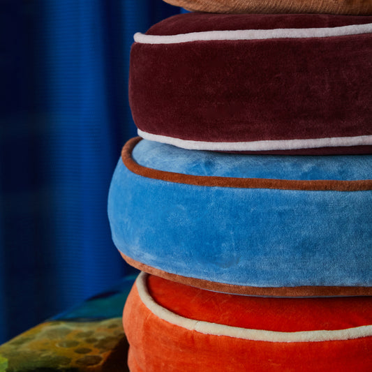 Castilo Round Velvet Cushion - Blue Jay
