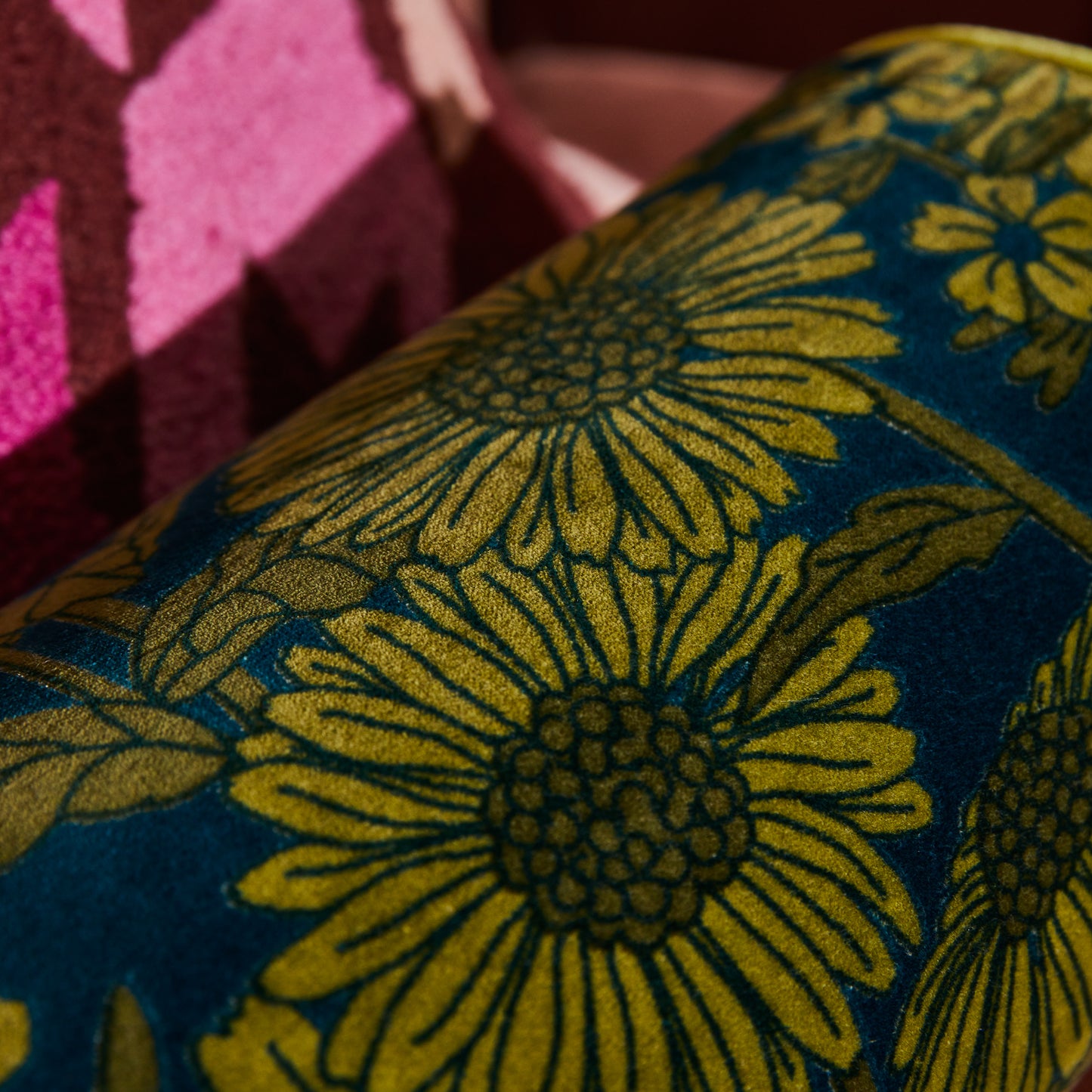 Bernanda Velvet Bolster Cushion Peacock