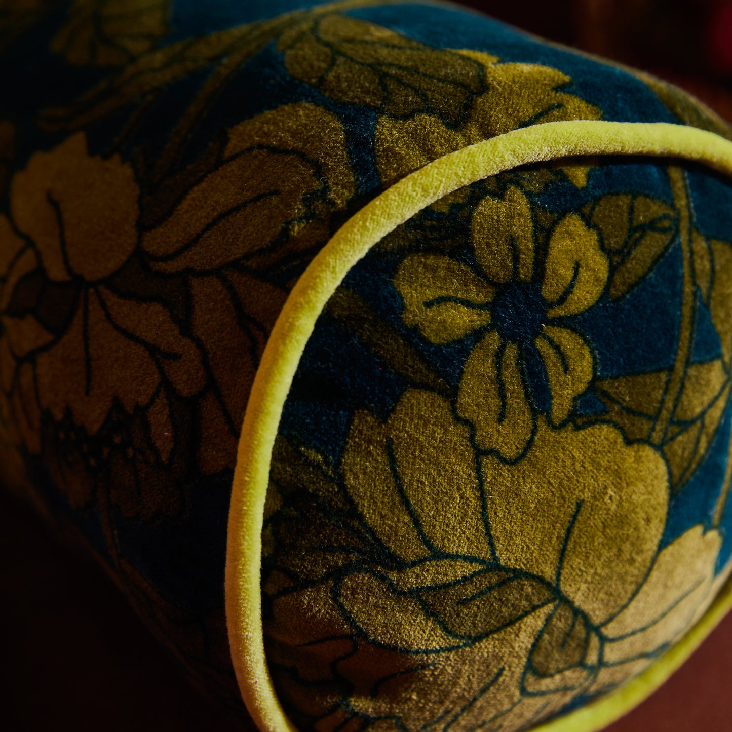 Bernanda Velvet Bolster Cushion Peacock