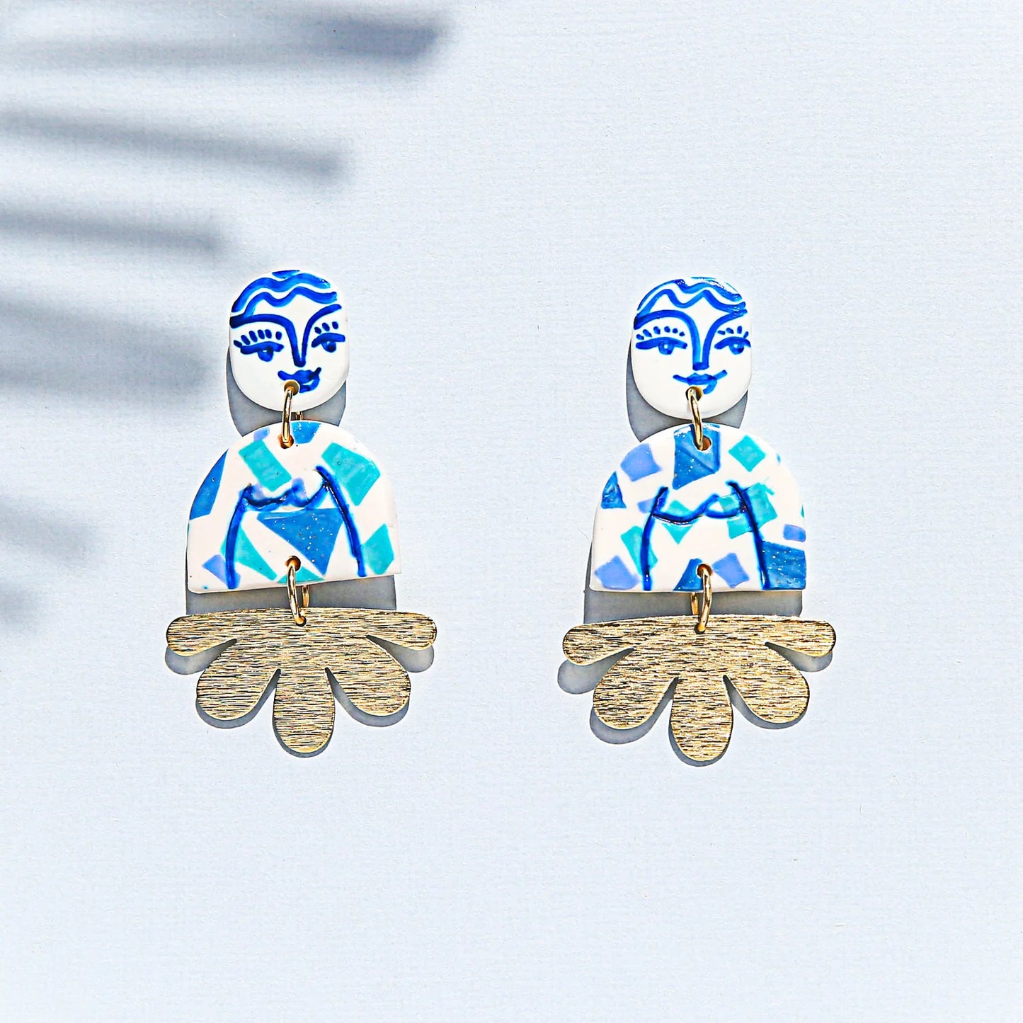 Terrazzo Blue Petal Girl Earrings