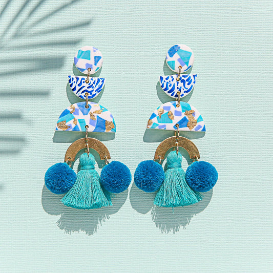 Terrazzo Pompom Earrings