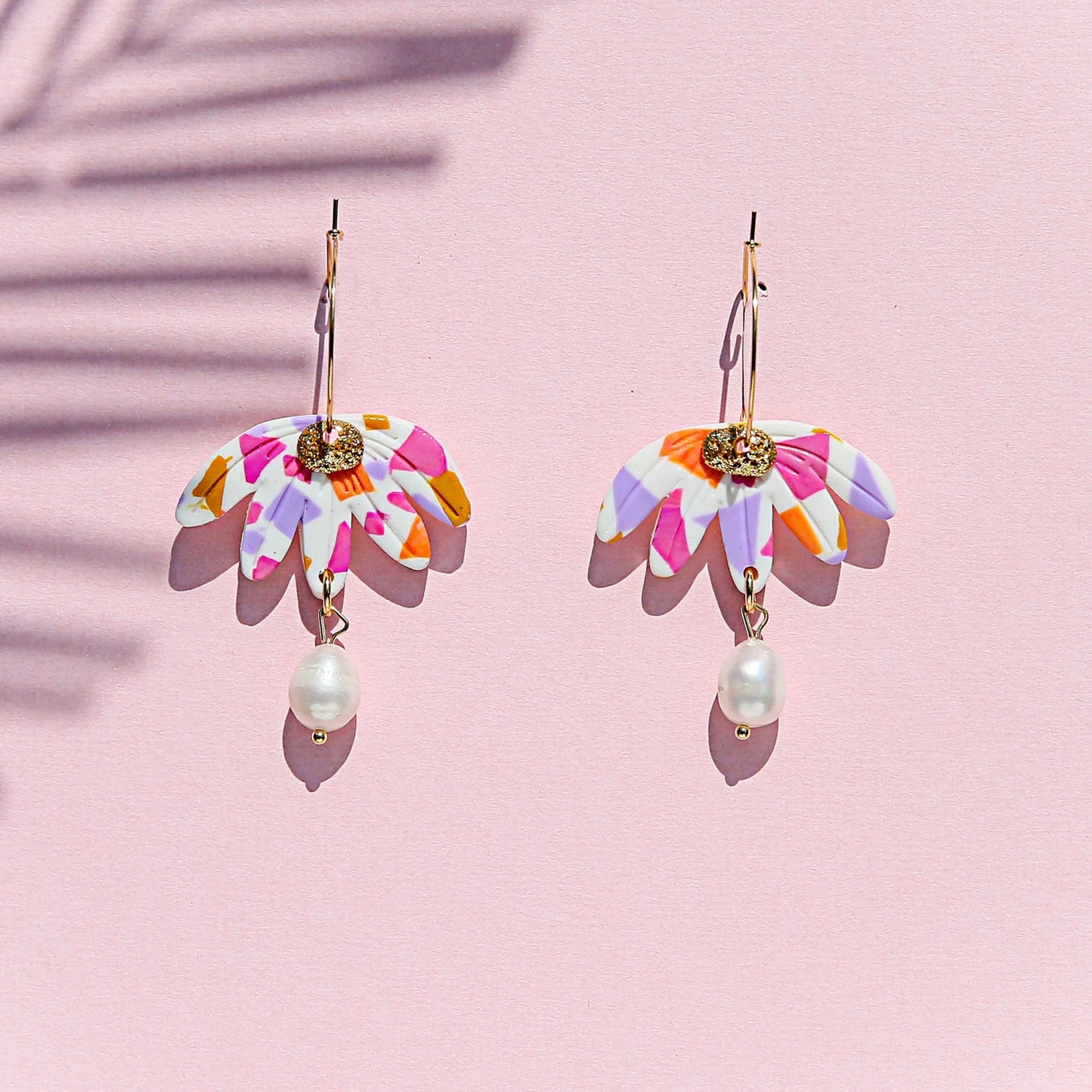 Confetti Pink Flowers Earrings