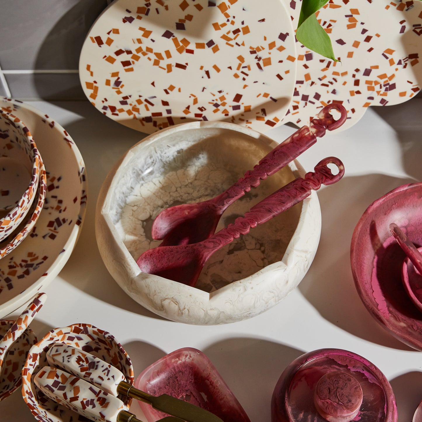 Wilkie Salad Servers Rhubarb