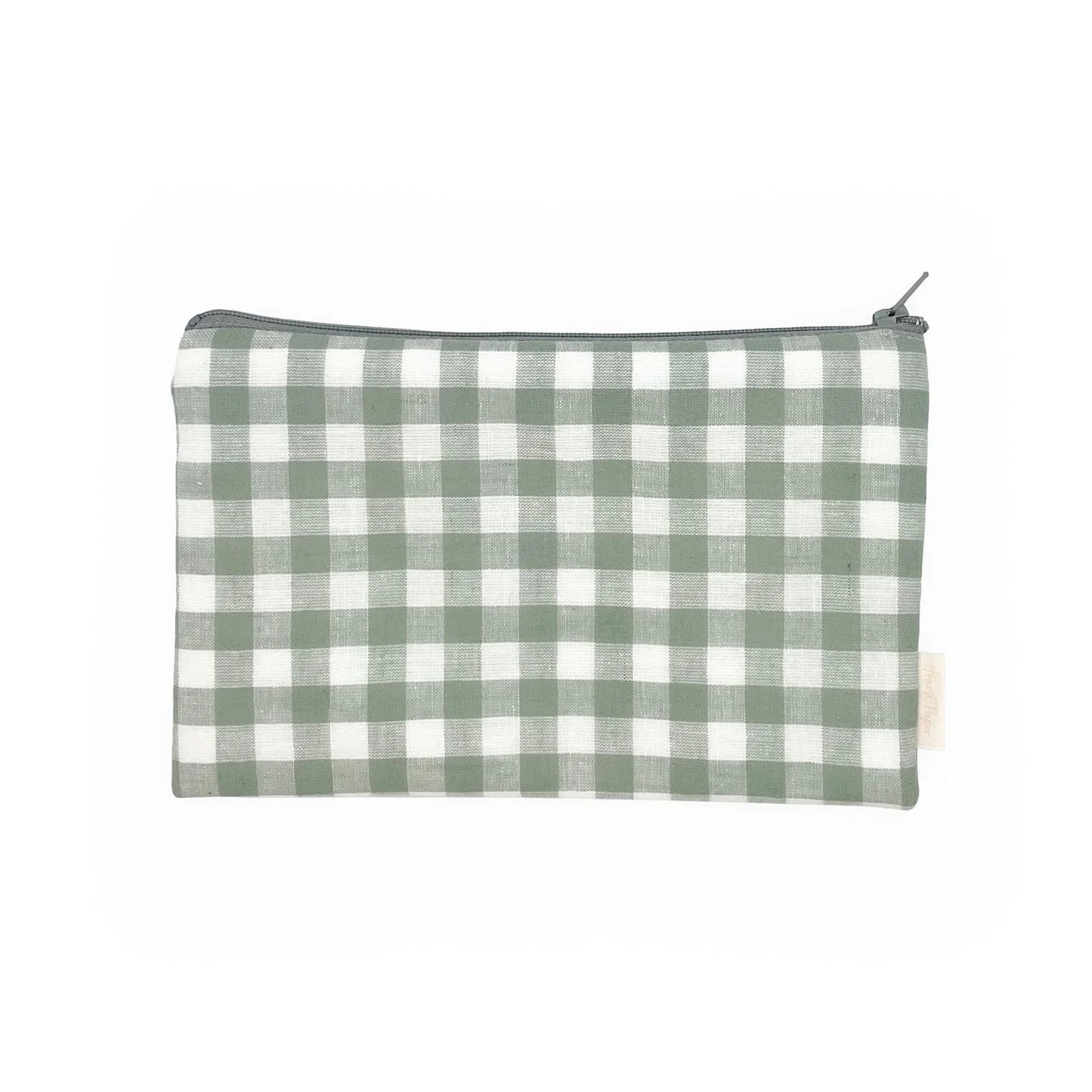 Sage Gingham Cotton Pencil Case